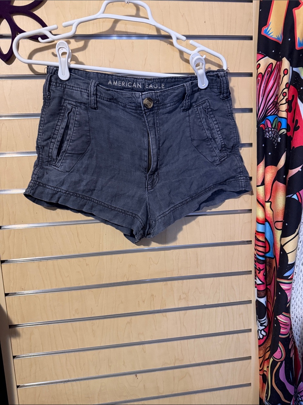 American Eagle Outfitters Washed Charcoal Shortie Jean Shorts